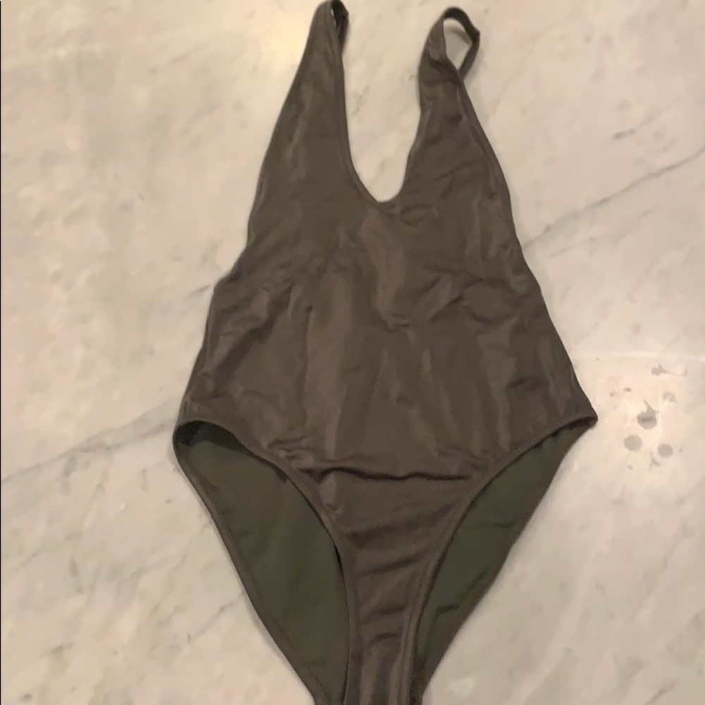 Super cute plunging one piece swimsuit